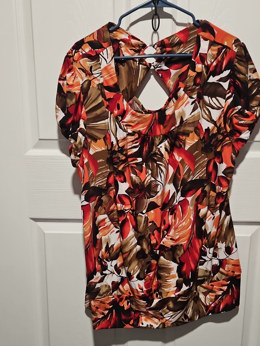 Y2K Floral Tropical Keyhole O-Ring Top Boho Earthy - Size 3X